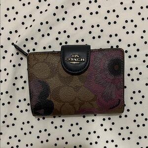 Coach Women's Floral Brown and Purple Wallet